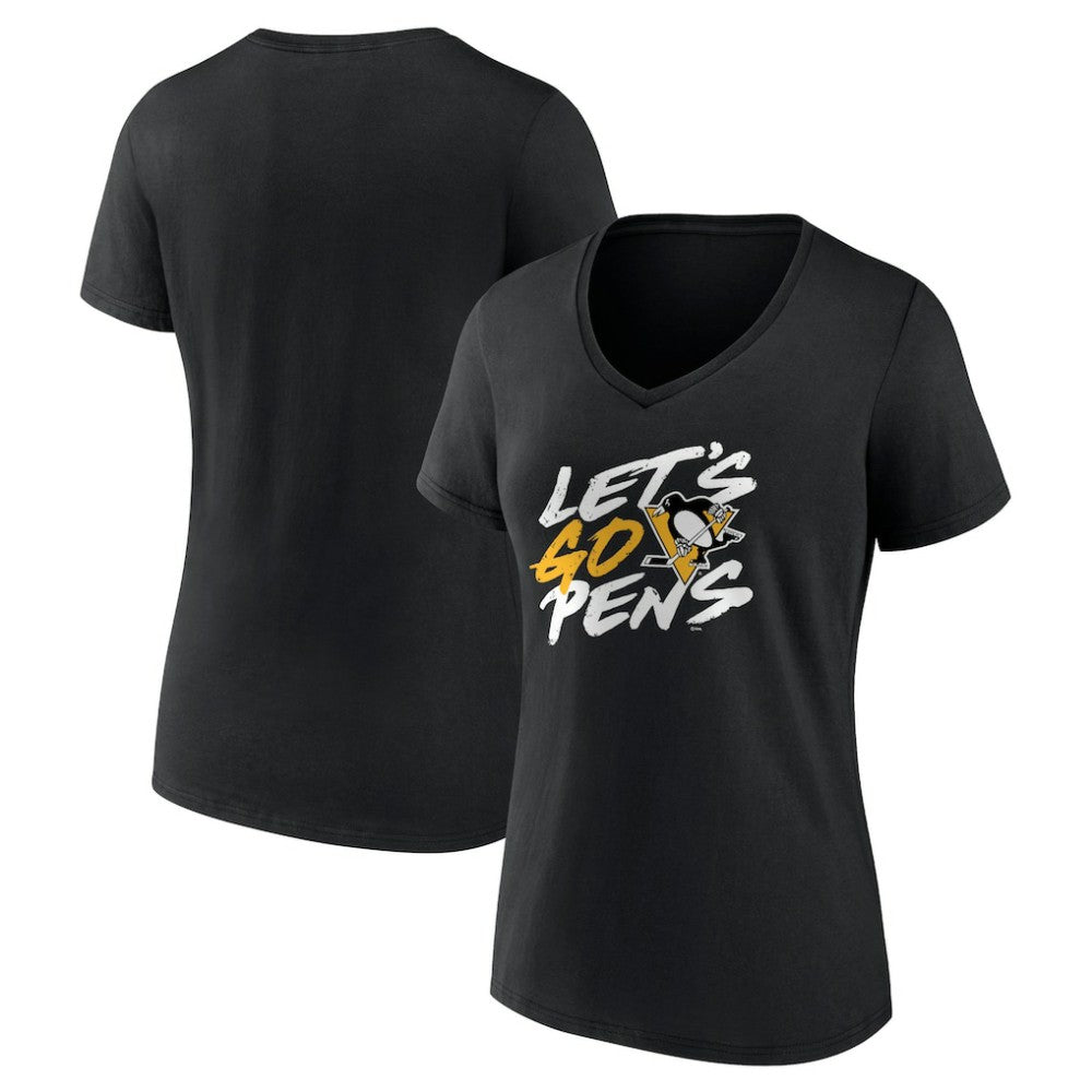 Pittsburgh Penguins Women's Proclamation V-Neck T-Shirt - Black - NHL