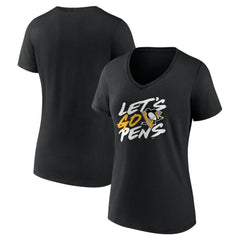 Pittsburgh Penguins Women's Proclamation V-Neck T-Shirt - Black - NHL