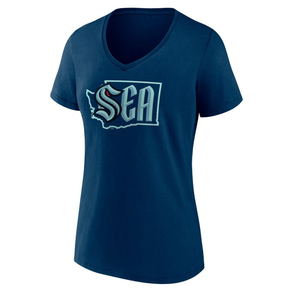 Seattle Kraken Women's Proclamation V-Neck T-Shirt - Deep Sea Blue - NHL