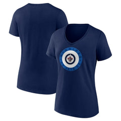 Winnipeg Jets Women's Proclamation V-Neck T-Shirt - Navy - NHL