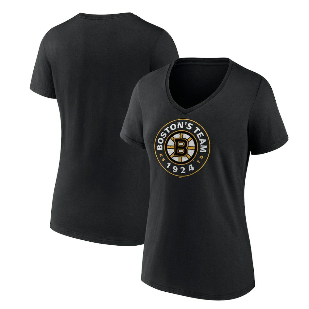 Boston Bruins Women's Represent V-Neck T-Shirt - Black - NHL