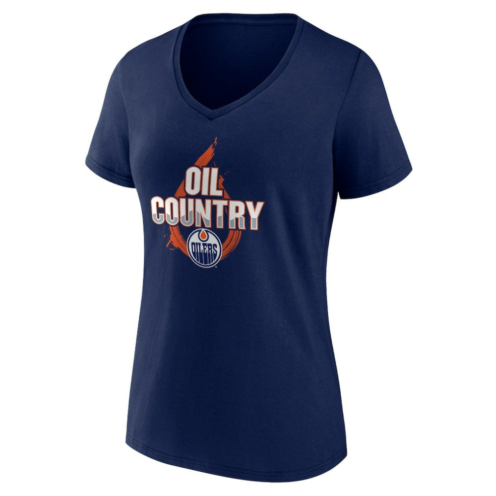 Edmonton Oilers Women's Represent V-Neck T-Shirt - Navy - NHL