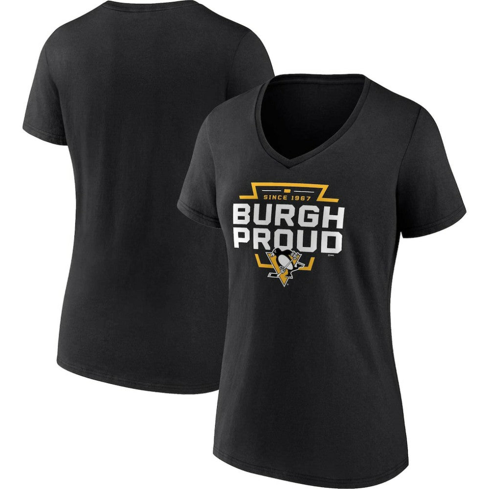 Pittsburgh Penguins Women's Represent V-Neck T-Shirt - Black - NHL