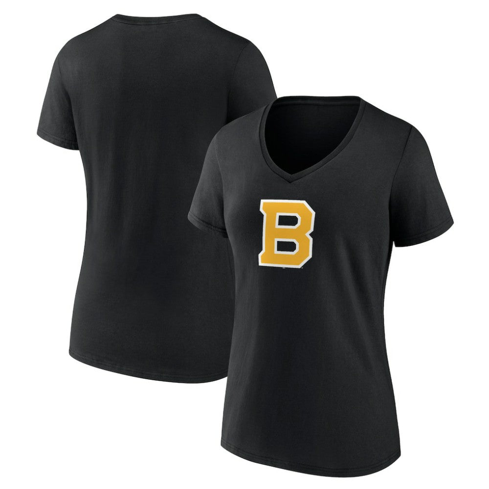Boston Bruins Women's Alternate Logo V-Neck T-Shirt - Black - NHL
