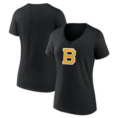 Boston Bruins Women's Alternate Logo V-Neck T-Shirt - Black - NHL