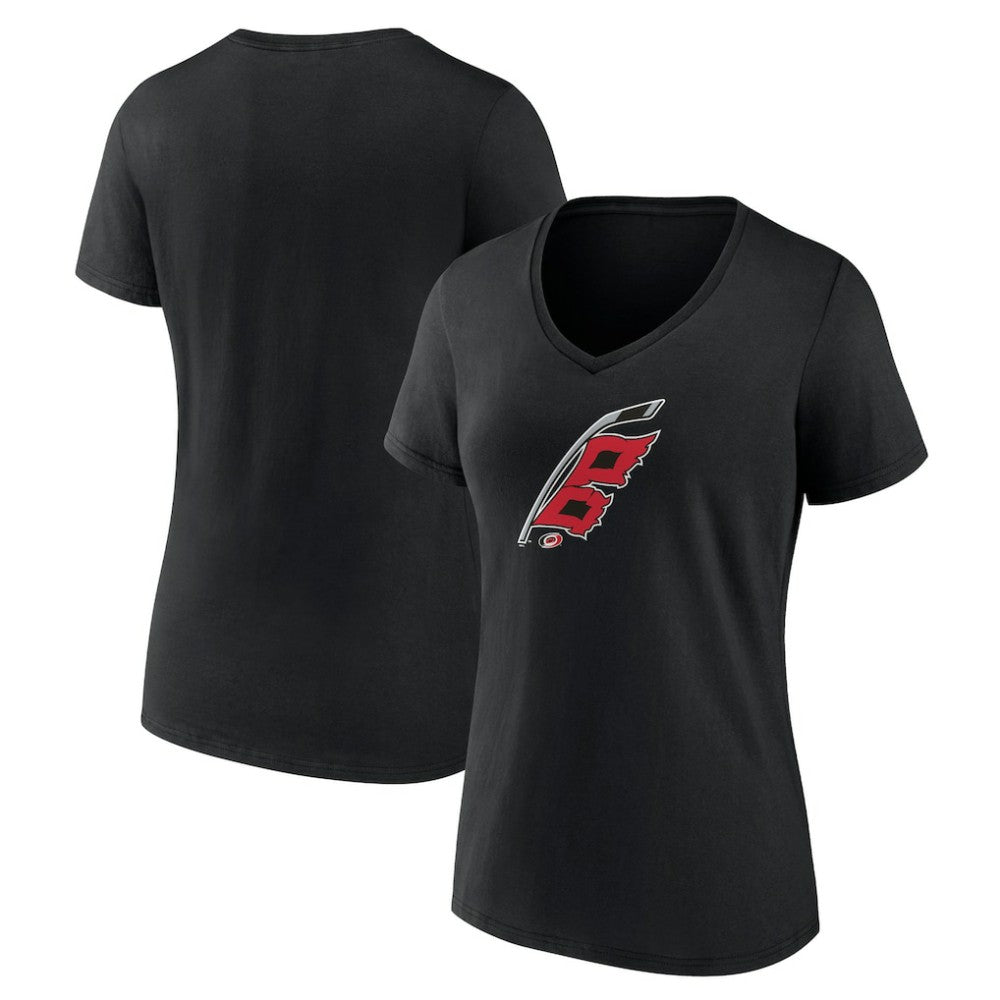 Carolina Hurricanes Women's Alternate Logo V-Neck T-Shirt - Black - NHL