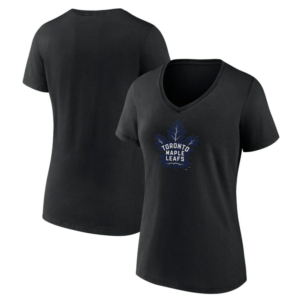 Toronto Maple Leafs Women's Alternate Logo V-Neck T-Shirt - Black - NHL