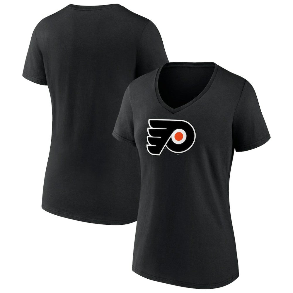 Philadelphia Flyers Women's Alternate Logo V-Neck T-Shirt - Black - NHL