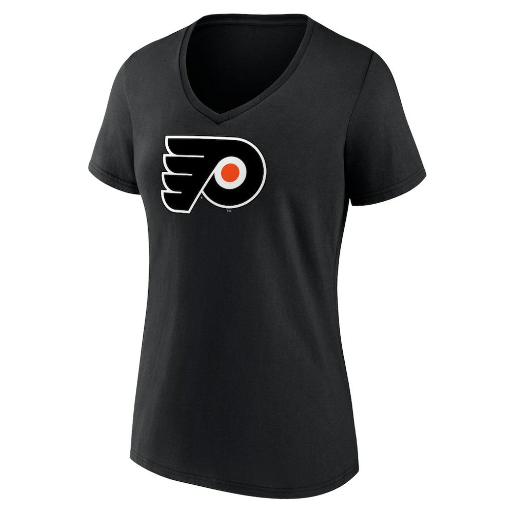 Philadelphia Flyers Women's Alternate Logo V-Neck T-Shirt - Black - NHL