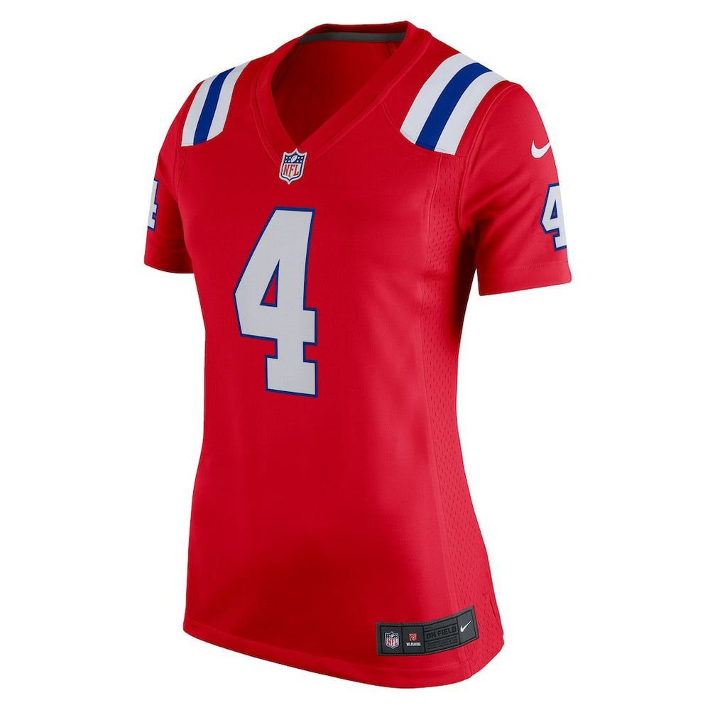 Bailey Zappe New England Patriots Women's Team Game Jersey Red | Nike for Sale