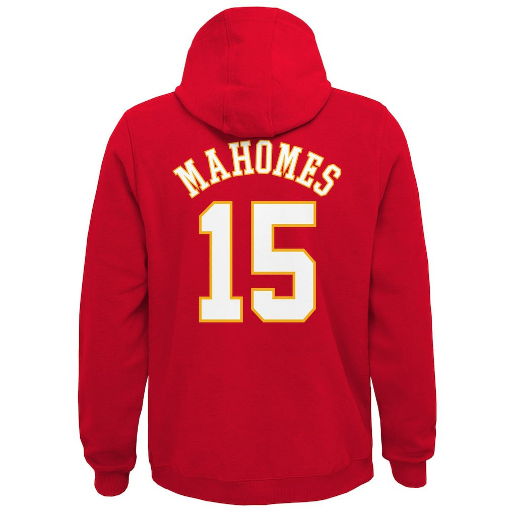 Patrick Mahomes Kansas City Chiefs Youth Mainliner Player Name & Number Pullover Hoodie Red | NFL