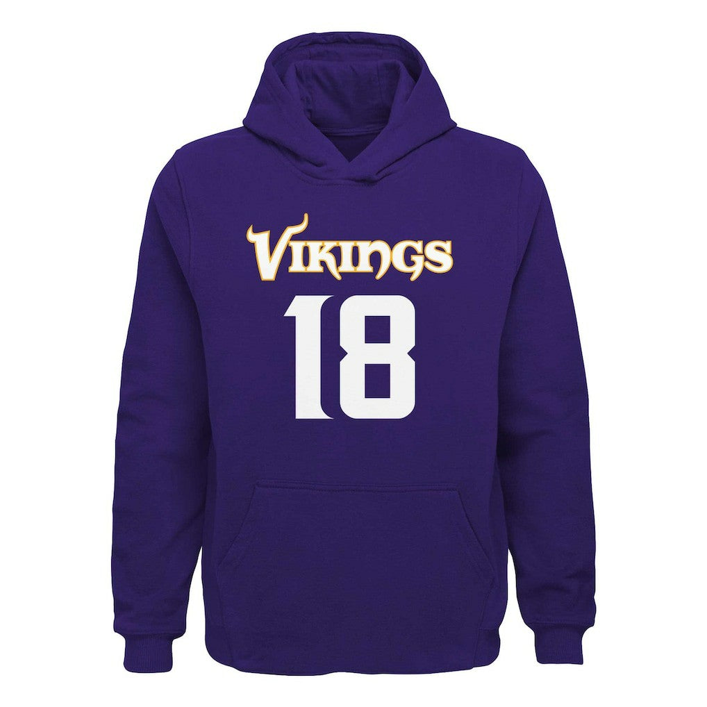 Justin Jefferson Minnesota Vikings Youth Mainliner Player Name & Number Pullover Hoodie Purple | NFL