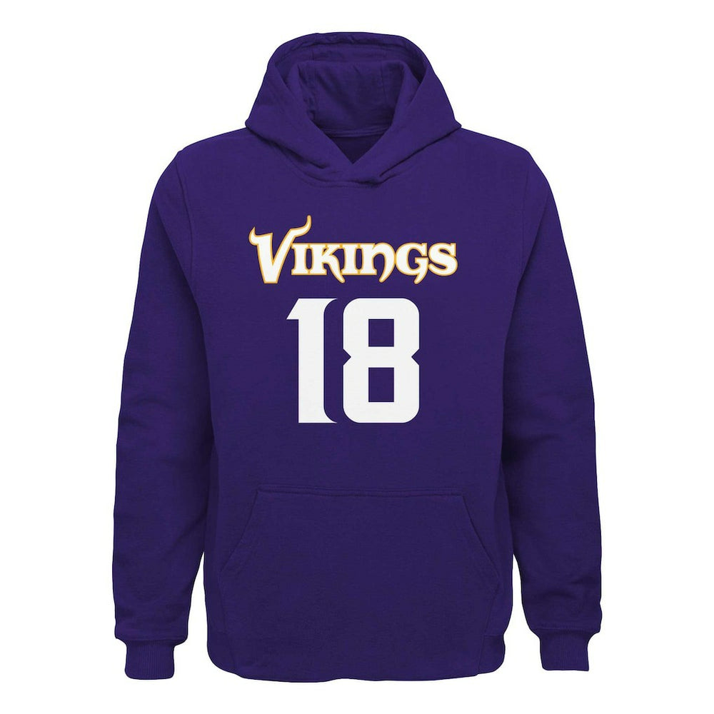 Justin Jefferson Minnesota Vikings Youth Mainliner Player Name & Number Pullover Hoodie Purple | NFL