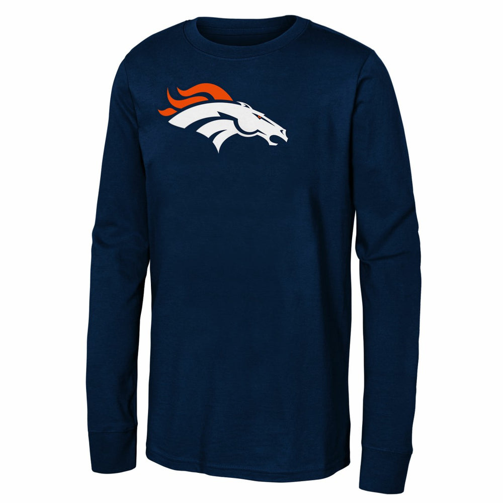 Denver Broncos Youth Primary Logo Long Sleeve T-Shirt Navy | NFL