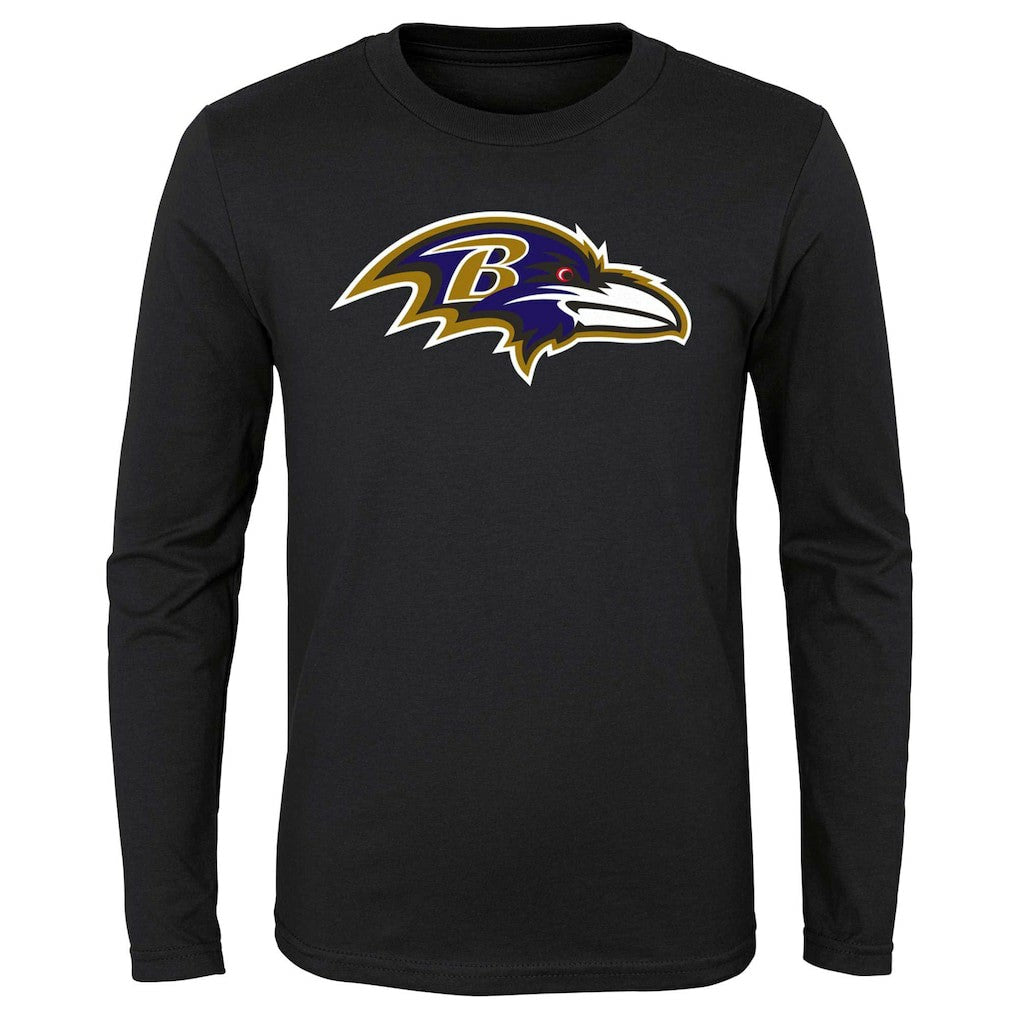 Baltimore Ravens Youth Primary Logo Long Sleeve T-Shirt Black | NFL