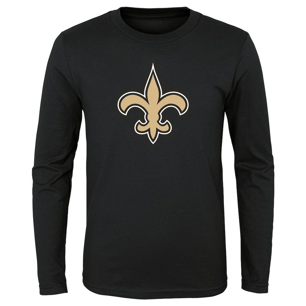 New Orleans Saints Youth Primary Logo Long Sleeve T-Shirt Black | NFL