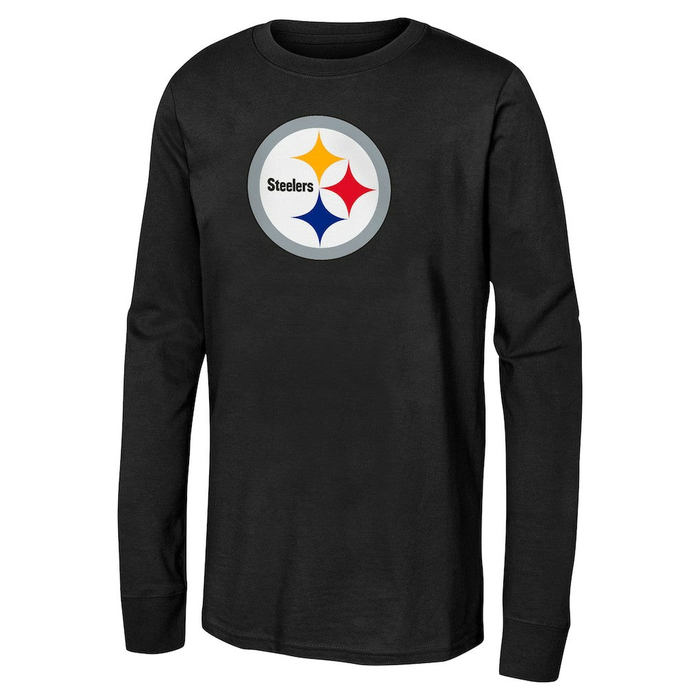 Pittsburgh Steelers Youth Primary Logo Long Sleeve T-Shirt Black | NFL