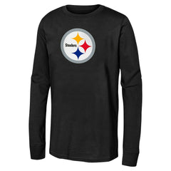 Pittsburgh Steelers Youth Primary Logo Long Sleeve T-Shirt Black | NFL