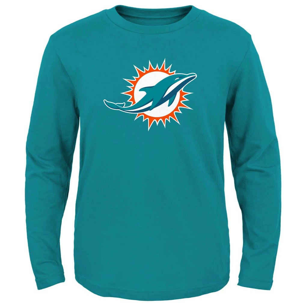Miami Dolphins Preschool Primary Logo Long Sleeve T-Shirt Aqua | NFL
