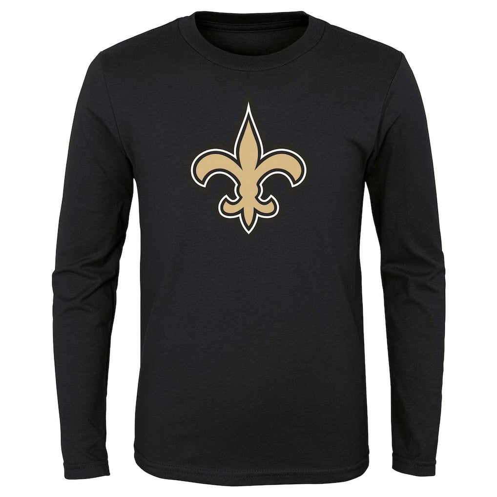 New Orleans Saints Preschool Primary Logo Long Sleeve T-Shirt Black | NFL
