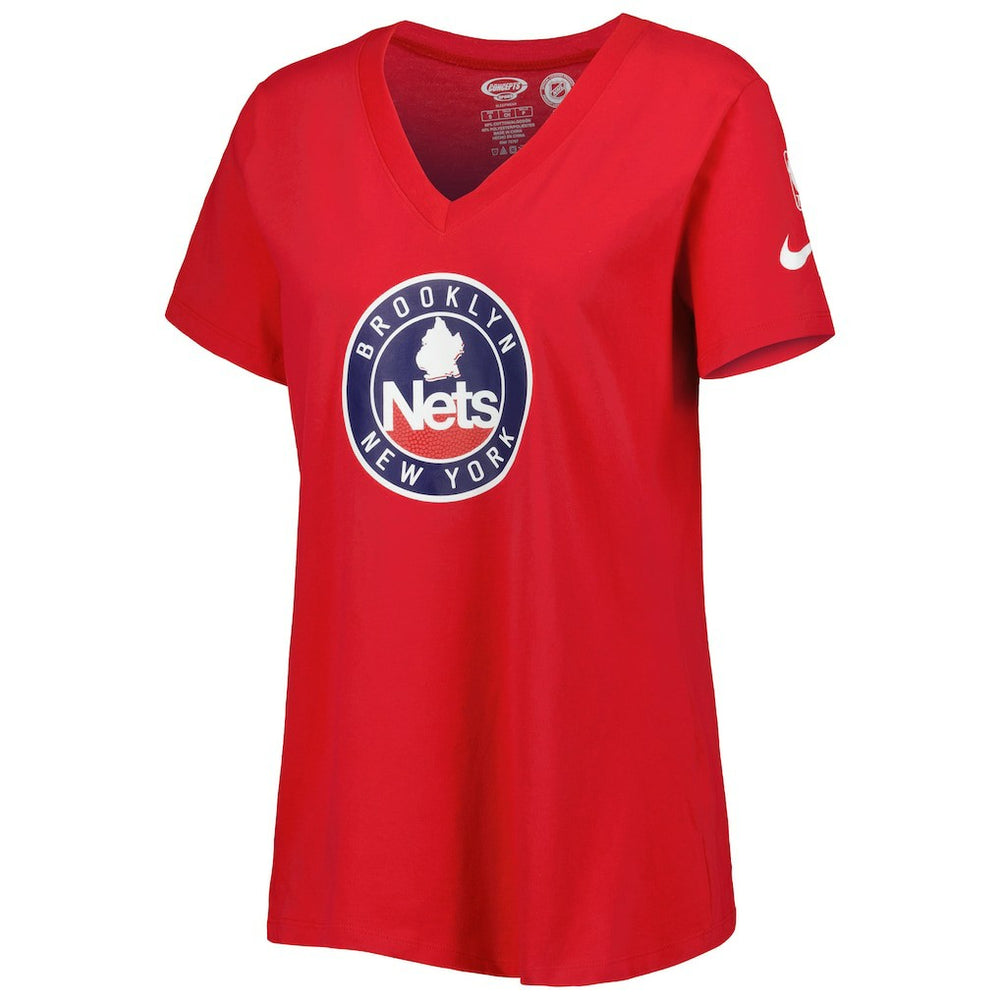 Brooklyn Nets Women's Local Performance V-Neck T-Shirt Red - NBA