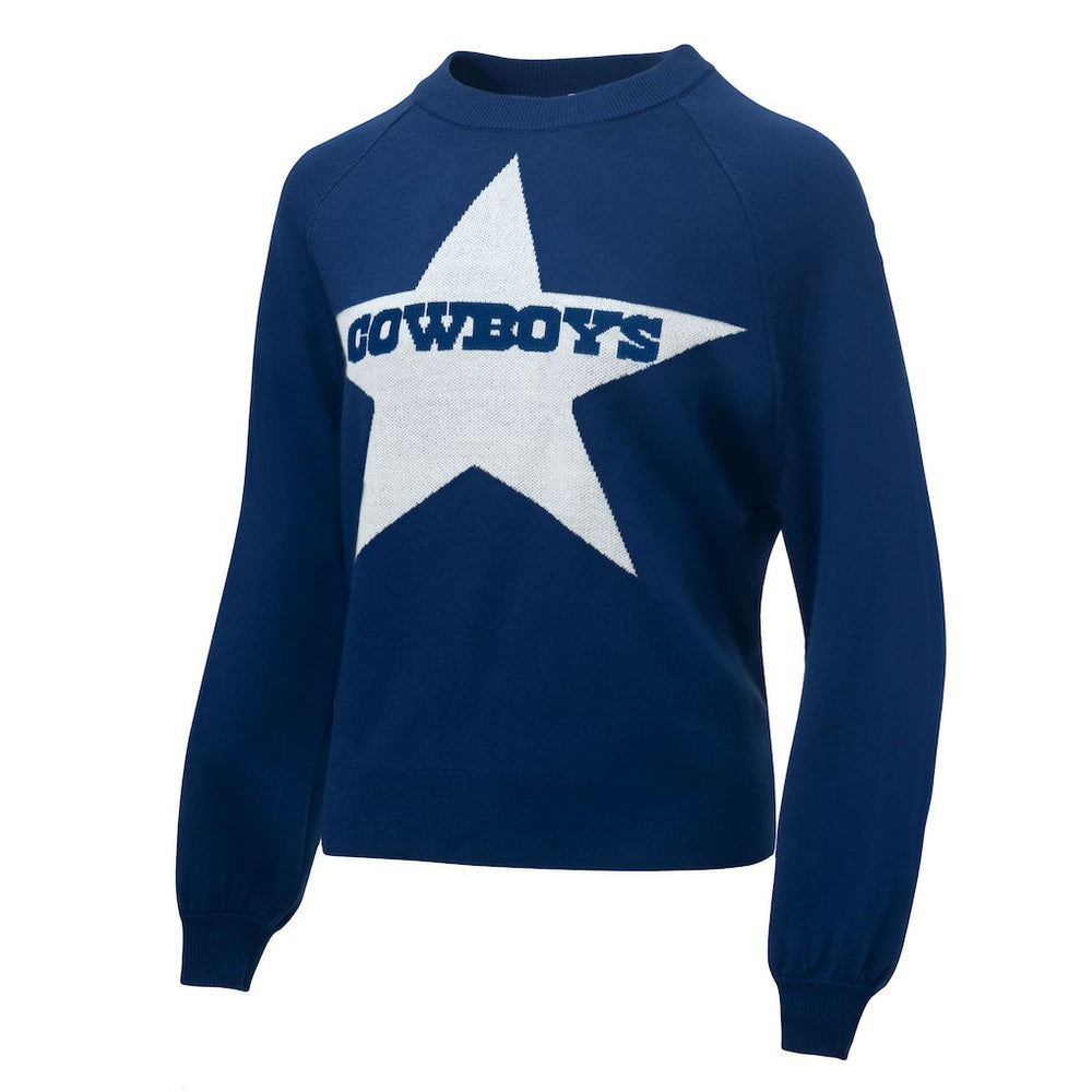 Dallas Cowboys Lauren James Women's Wordmark Star Raglan Pullover Sweater Navy | NFL