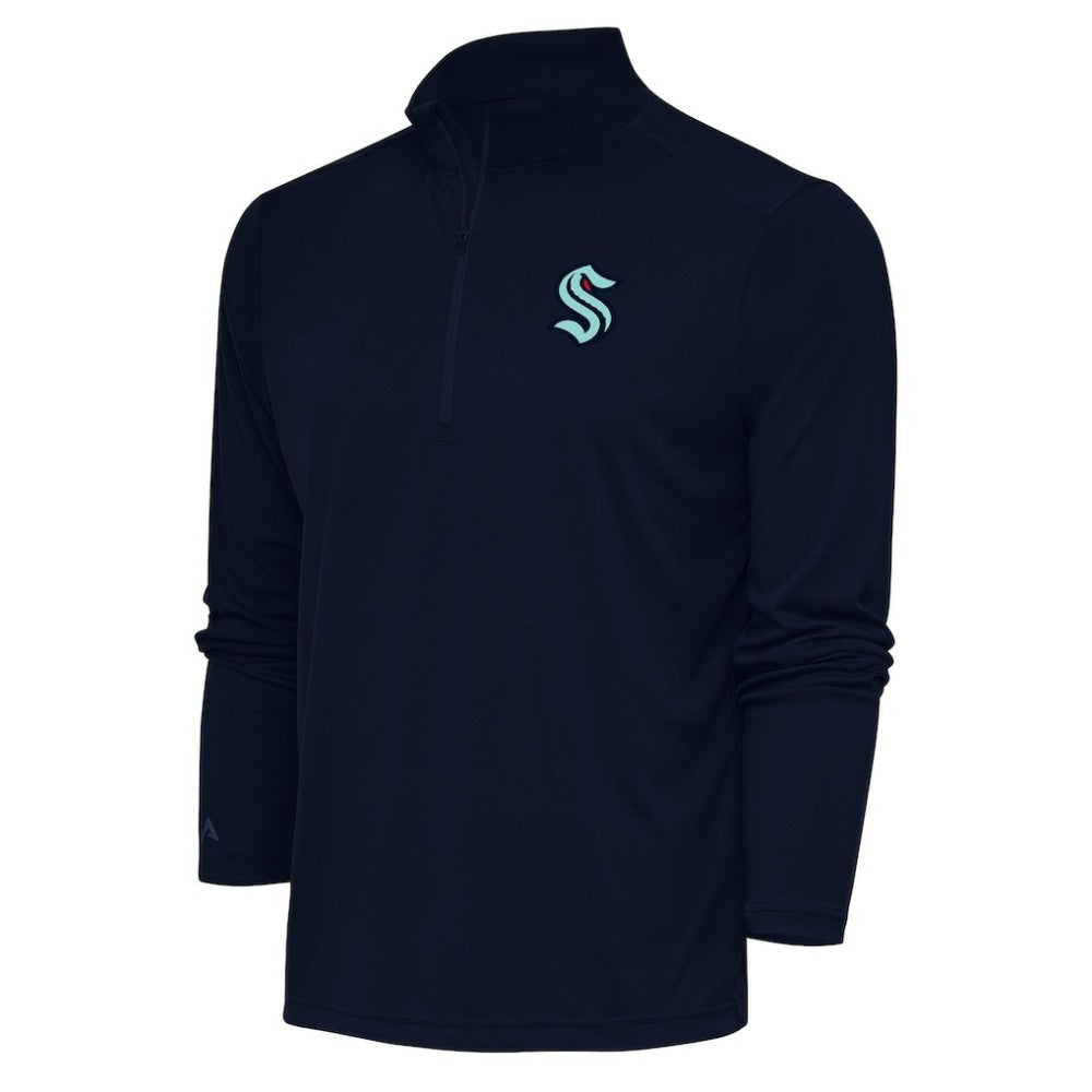 Seattle Kraken Antigua Special Edition 2.0 Tribute Quarter-Zip Pullover Top - Navy - NHL