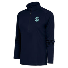 Seattle Kraken Antigua Women's Special Edition 2.0 Tribute Quarter-Zip Pullover Top - Navy - NHL