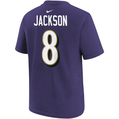 Lamar Jackson Baltimore Ravens Youth Player Name & Number T-Shirt Purple | Nike for Sale