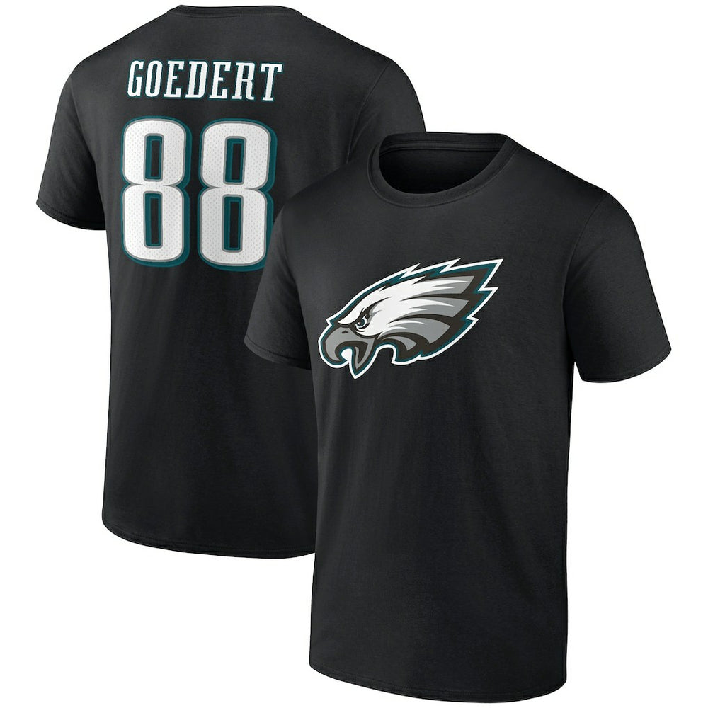 Dallas Goedert Philadelphia Eagles Icon Player Name & Number T-Shirt Black | NFL