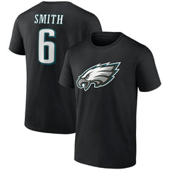 DeVonta Smith Philadelphia Eagles Icon Player Name & Number T-Shirt Black | NFL