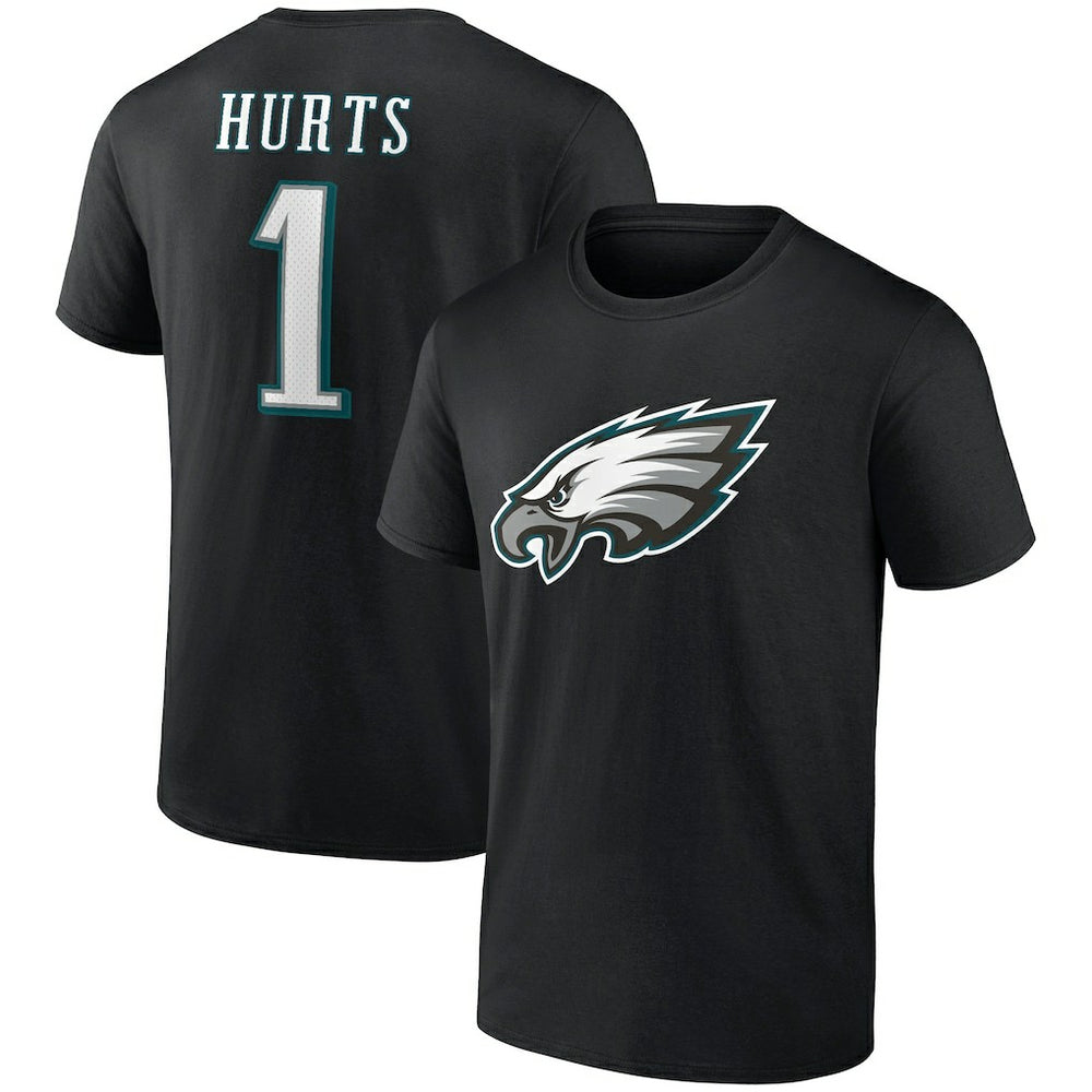 Jalen Hurts Philadelphia Eagles Icon Player Name & Number T-Shirt Black | NFL