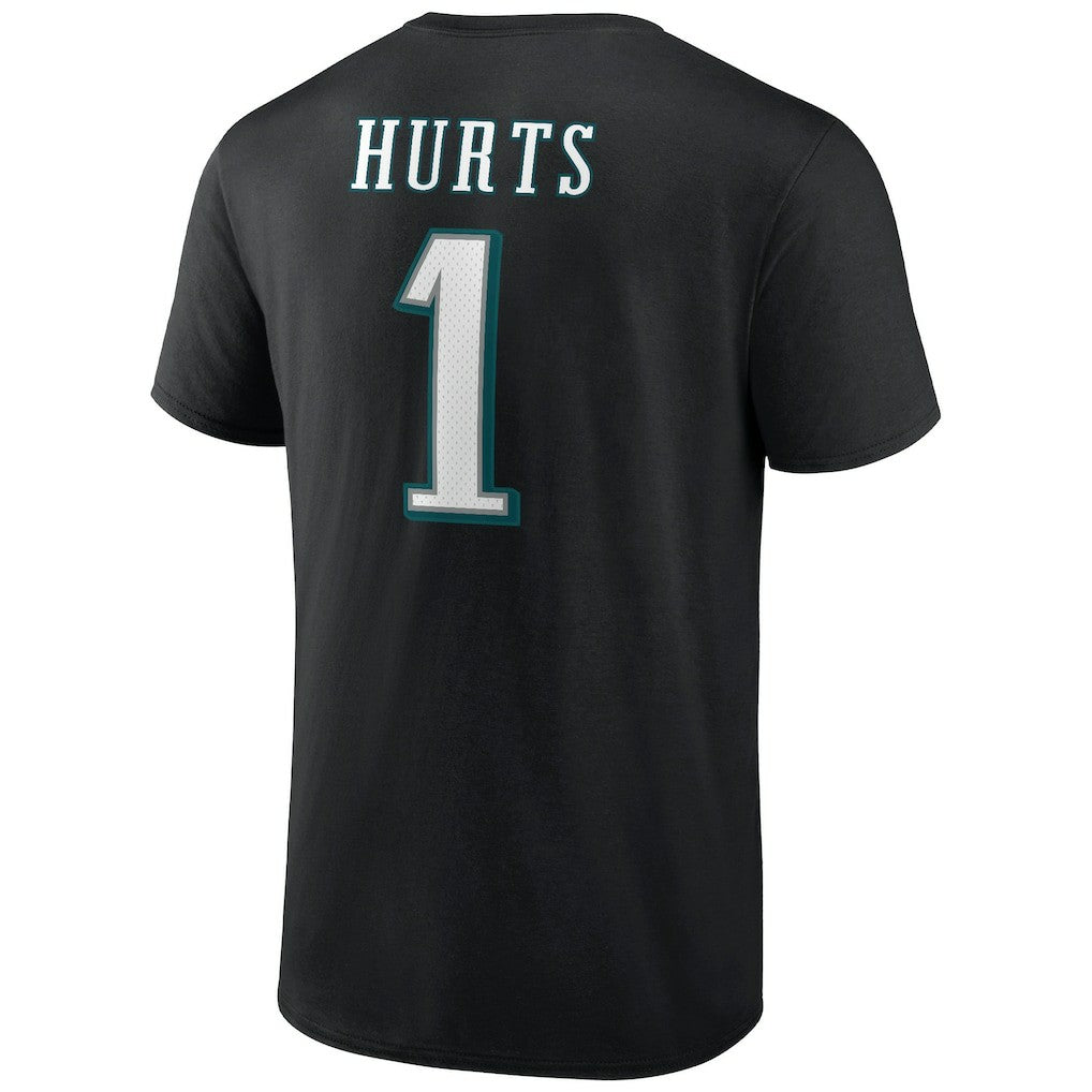 Jalen Hurts Philadelphia Eagles Icon Player Name & Number T-Shirt Black | NFL