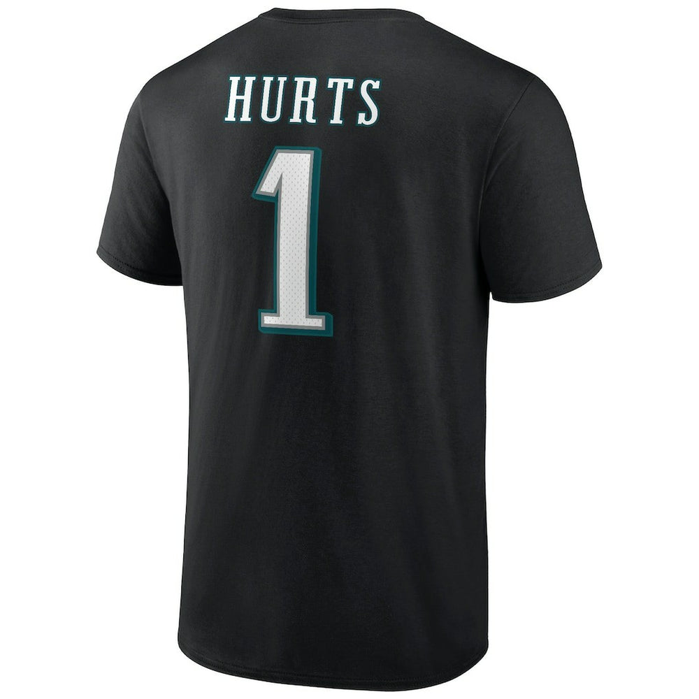 Jalen Hurts Philadelphia Eagles Icon Player Name & Number T-Shirt Black | NFL