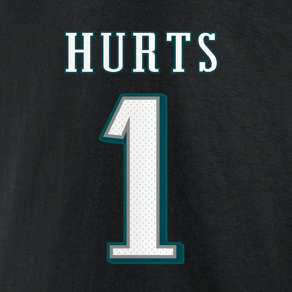 Jalen Hurts Philadelphia Eagles Icon Player Name & Number T-Shirt Black | NFL