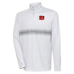 Cincinnati Bengals Antigua Bullseye Quarter-Zip Pullover Top Heather Gray/Steel | NFL