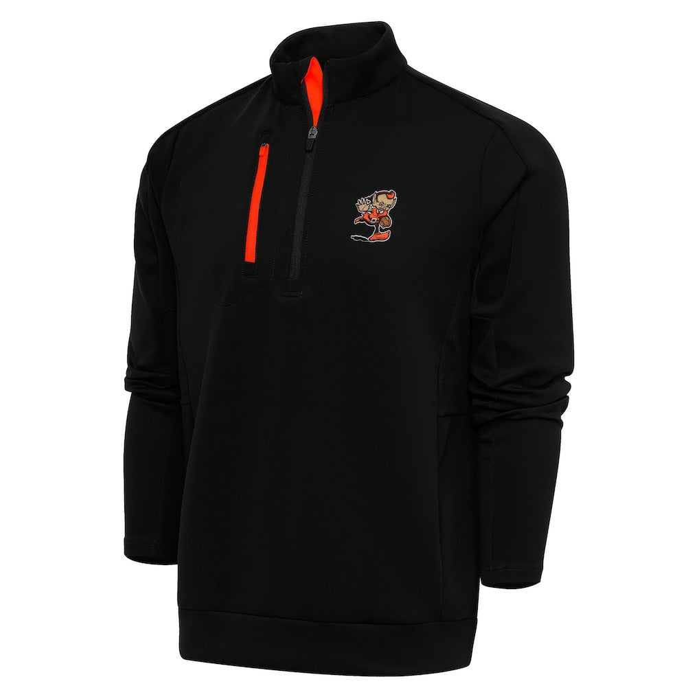 Cleveland Browns Antigua Team Logo Generation Quarter-Zip Pullover Jacket Black | NFL