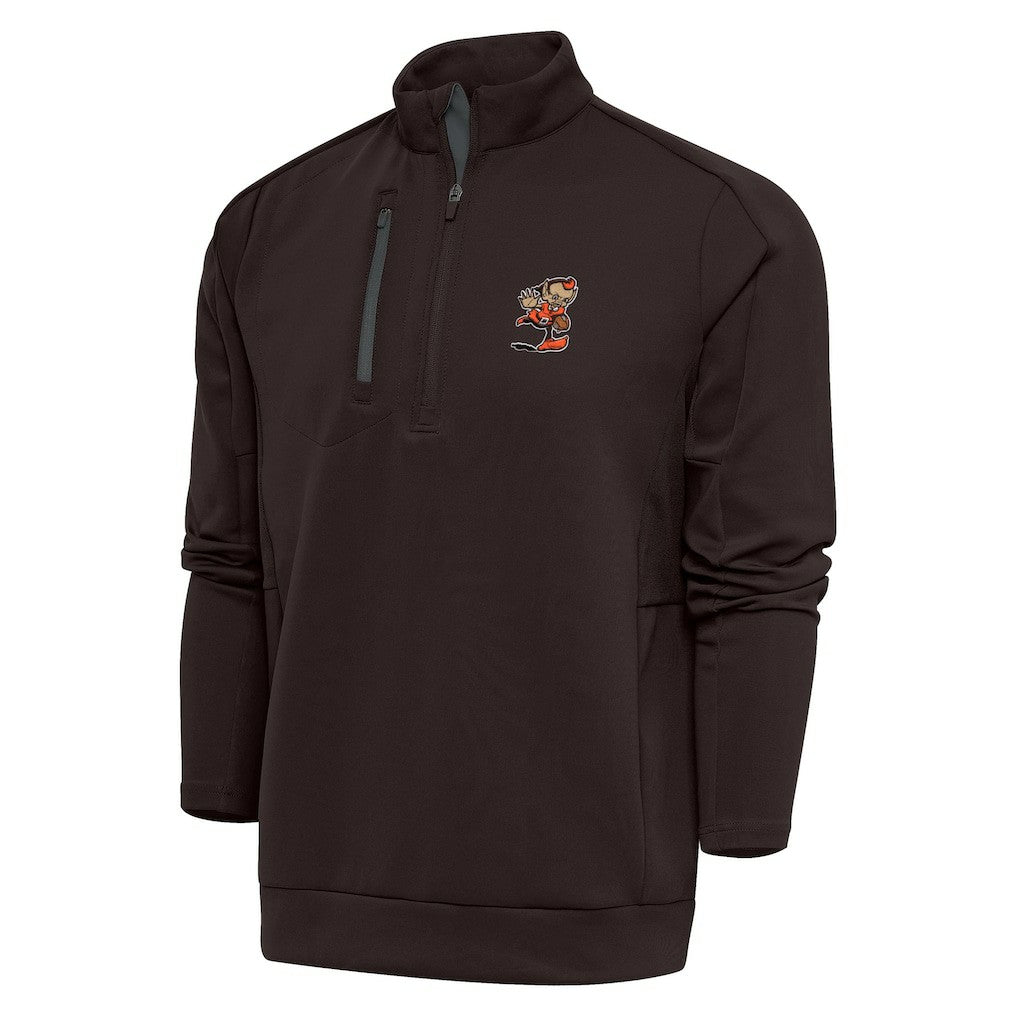 Cleveland Browns Antigua Team Logo Generation Quarter-Zip Pullover Jacket Brown | NFL