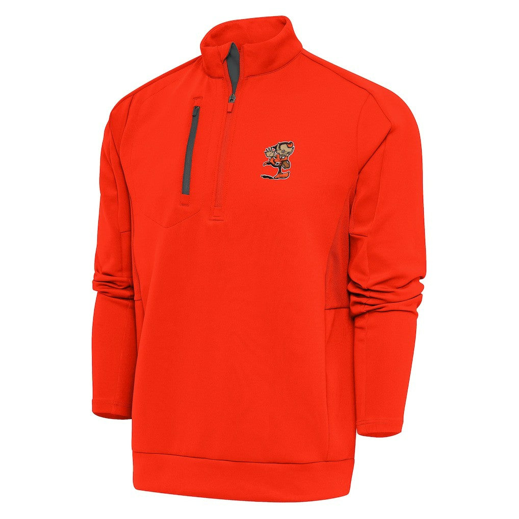 Cleveland Browns Antigua Team Logo Generation Quarter-Zip Pullover Jacket Orange | NFL