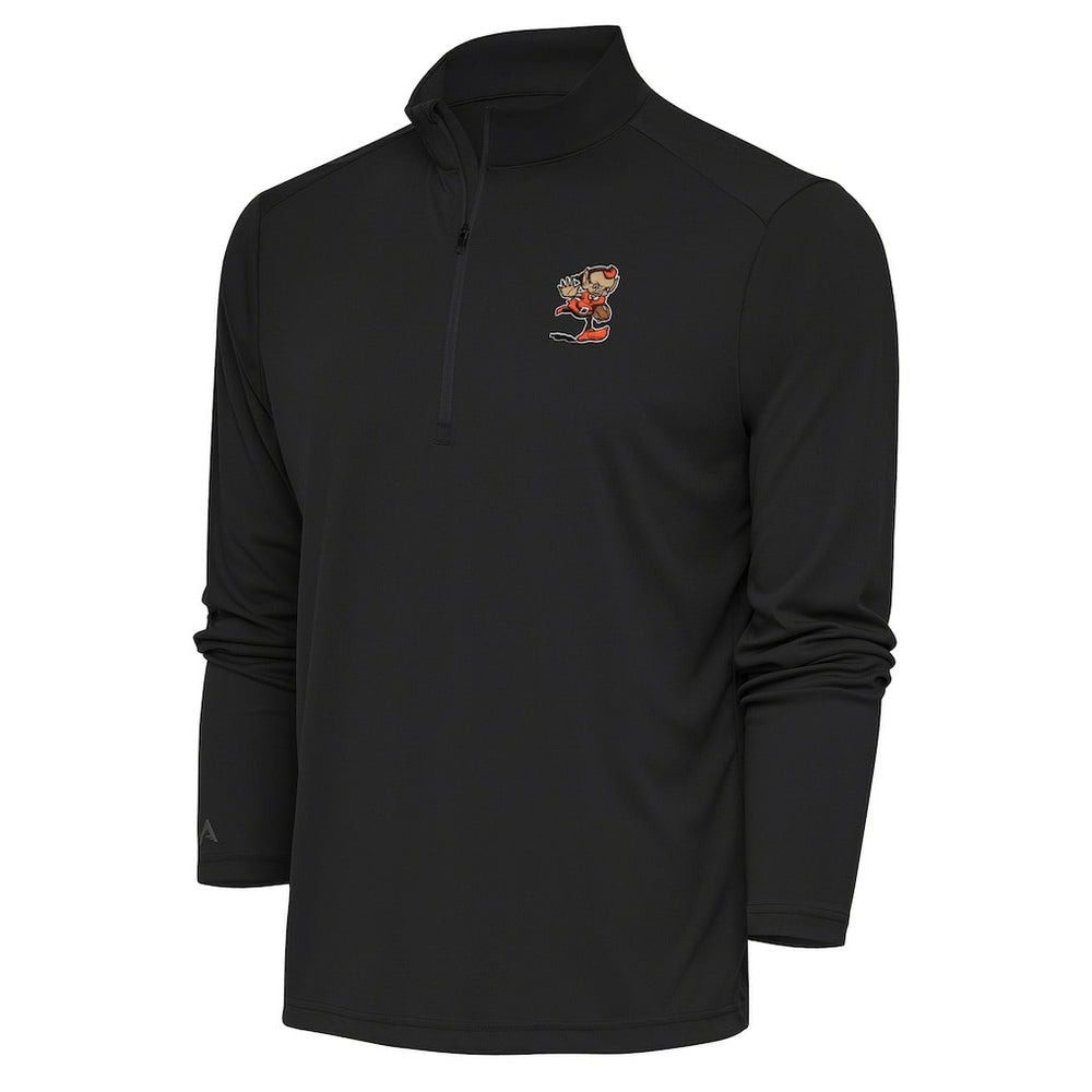 Cleveland Browns Antigua Team Logo Tribute Quarter-Zip Pullover Top Charcoal | NFL