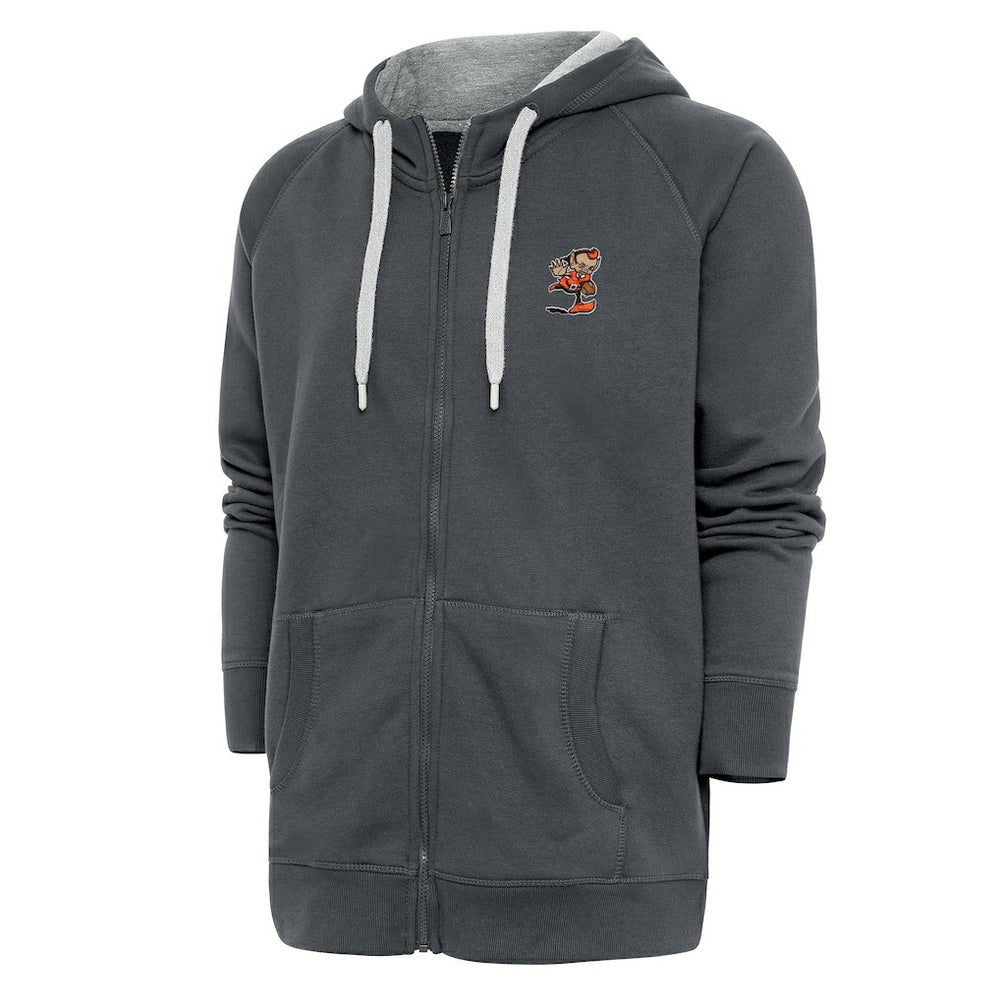 Cleveland Browns Antigua Team Logo Victory Full-Zip Hoodie Charcoal | NFL