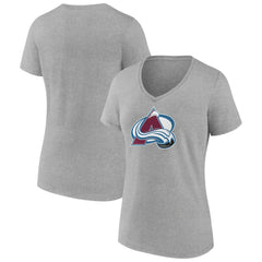 Colorado Avalanche Women's Primary Logo Team V-Neck T-Shirt - Heather Gray - NHL