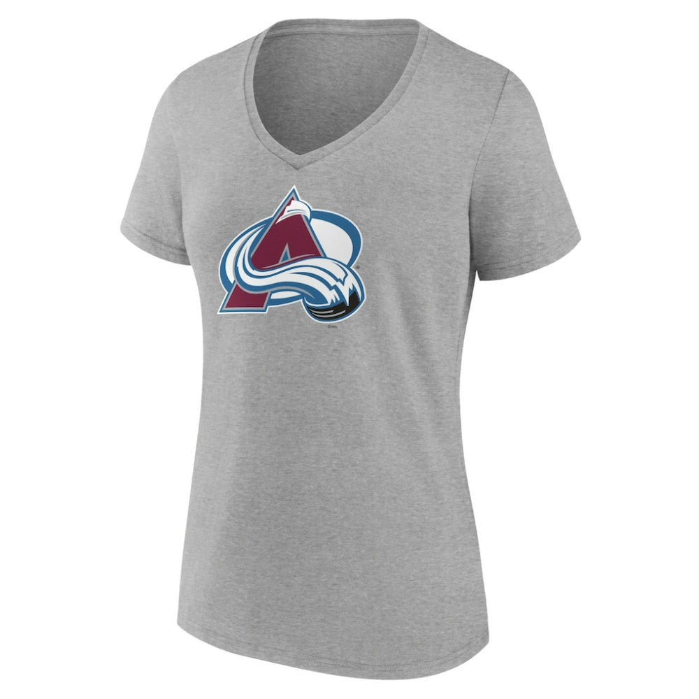 Colorado Avalanche Women's Primary Logo Team V-Neck T-Shirt - Heather Gray - NHL