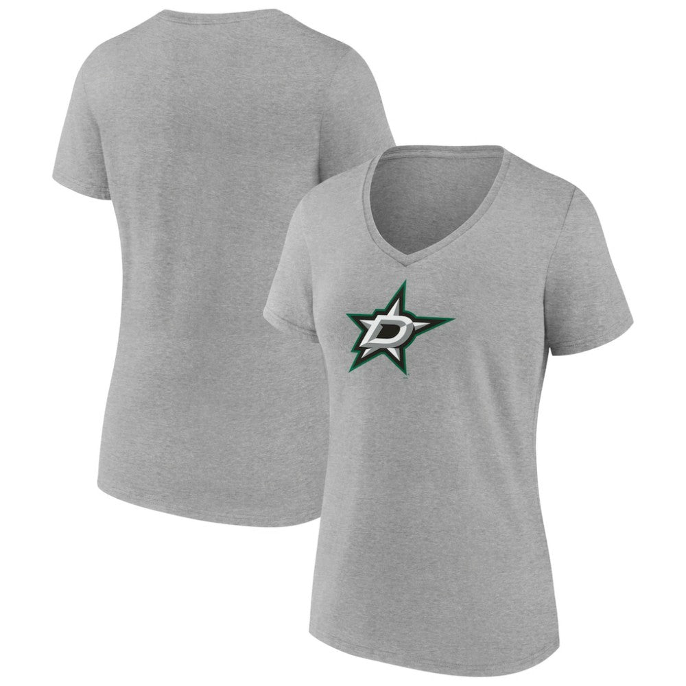 Dallas Stars Women's Primary Logo Team V-Neck T-Shirt - Heather Gray - NHL