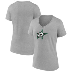 Dallas Stars Women's Primary Logo Team V-Neck T-Shirt - Heather Gray - NHL