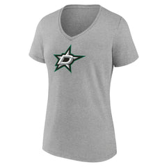 Dallas Stars Women's Primary Logo Team V-Neck T-Shirt - Heather Gray - NHL
