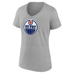 Edmonton Oilers Women's Primary Logo Team V-Neck T-Shirt - Heather Gray - NHL