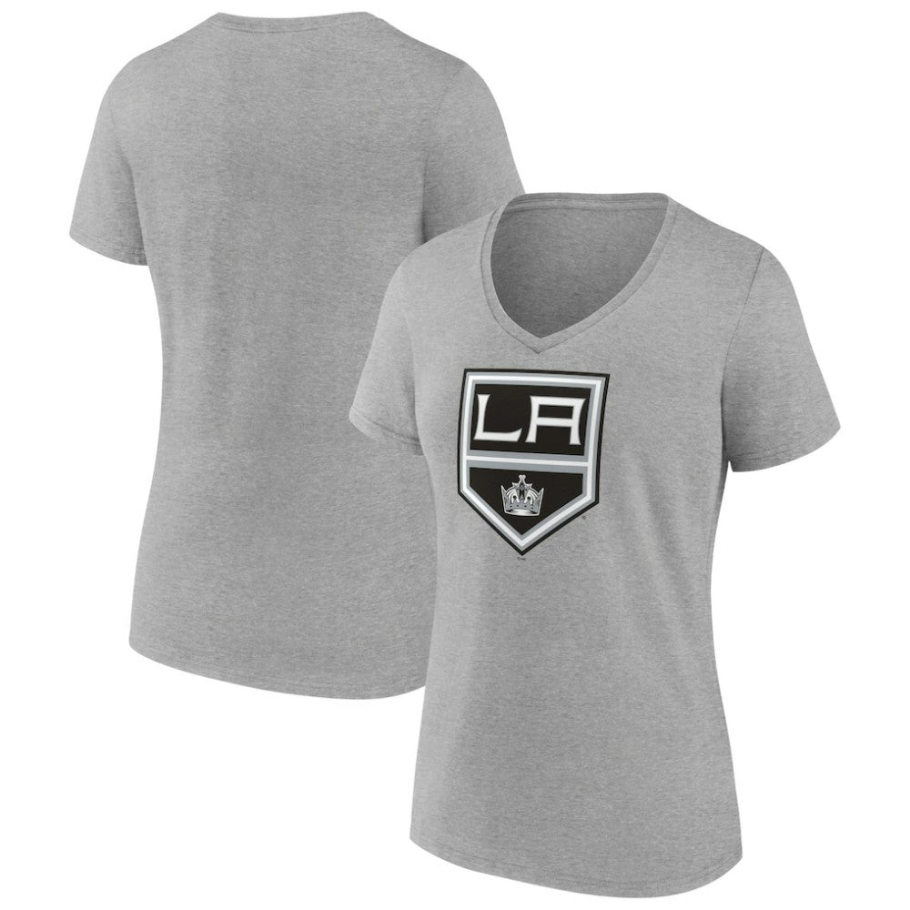 Los Angeles Kings Women's Primary Logo Team V-Neck T-Shirt - Heather Gray - NHL