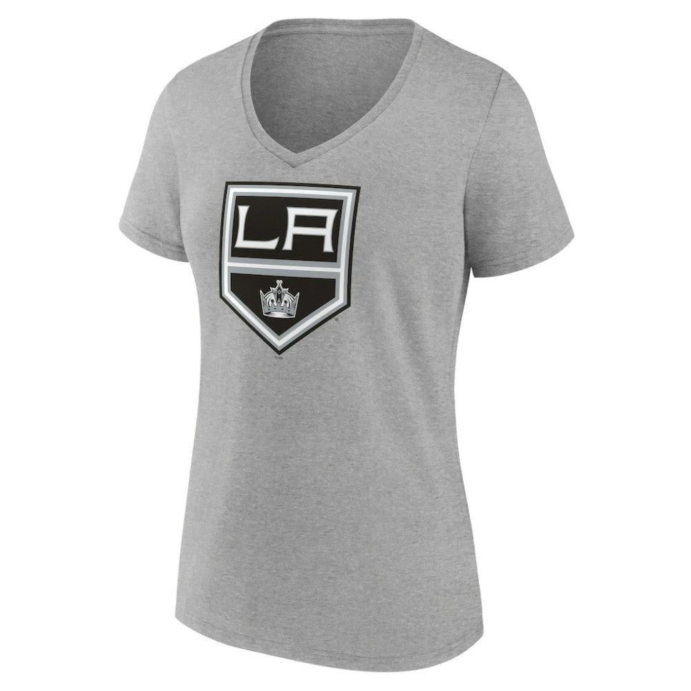 Los Angeles Kings Women's Primary Logo Team V-Neck T-Shirt - Heather Gray - NHL