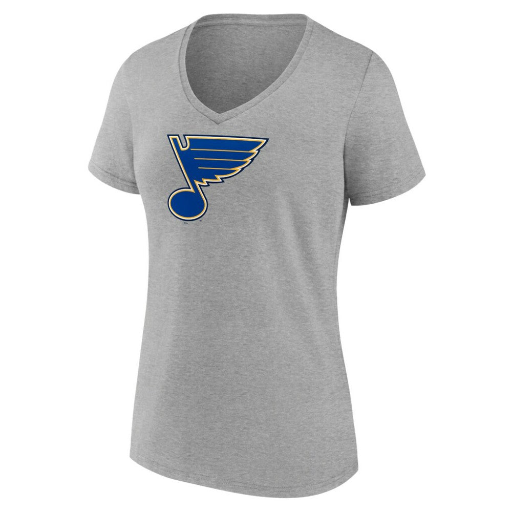 St. Louis Blues Women's Primary Logo Team V-Neck T-Shirt - Heather Gray - NHL
